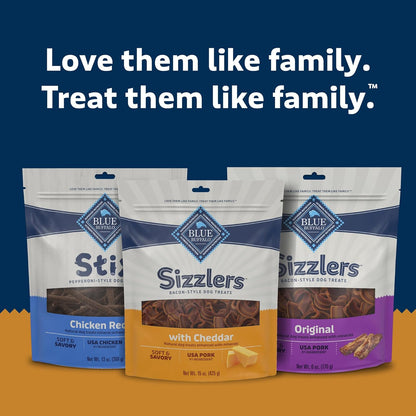Sizzlers Bacon-Style Dog Treats with Real USA Pork, Cheddar Flavor, 15-Oz Bag